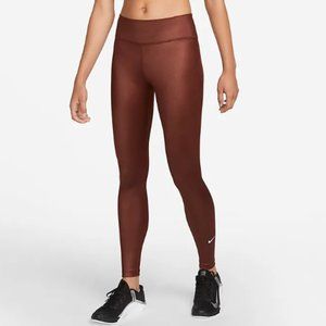 NWT - Nike Dri-FIT One Women's Mid-Rise Shine Leggings - Bronze